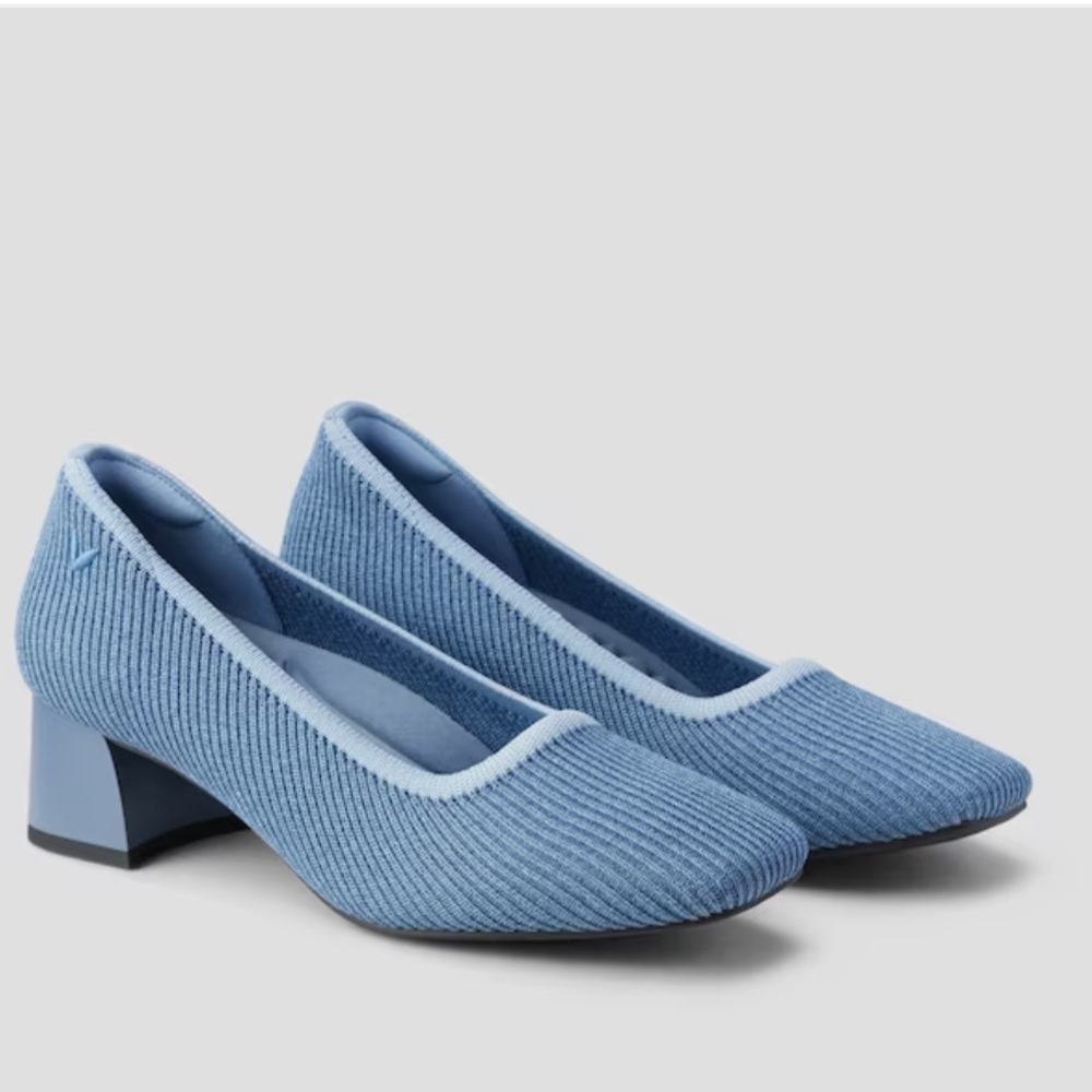 Vivaia Square-Toe Chunky Heels (Melody Pro). Denim blue colour.